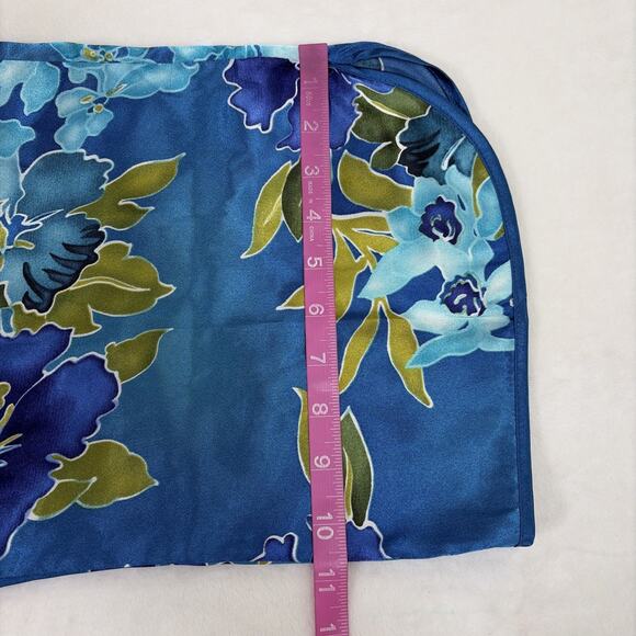 Vintage California Dynasty Blue Floral Satin Pajama Lounge Set Top Pants Medium - Picture 16 of 16